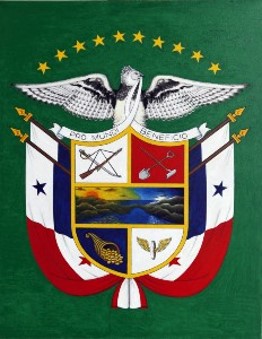 Panama's National Coat of Arms as illustrated by Panama's official government website (República de Panamá, Gobierno Nacional, Ministerio de Gobierno, Comisión Nacional de los Símbolos de la Nación)